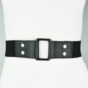 Black Leather Stretch Belt